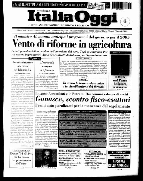 Italia oggi : quotidiano di economia finanza e politica